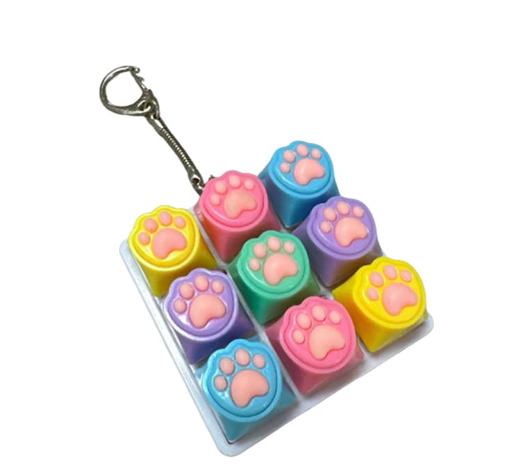 肉球 キーボードキーホルダー フィジェットトイ ねこ 猫 メカニカル タクタイル スイッチ ミニキーボード マルチカラー ストレスリリーフ フォーカス |  | 06