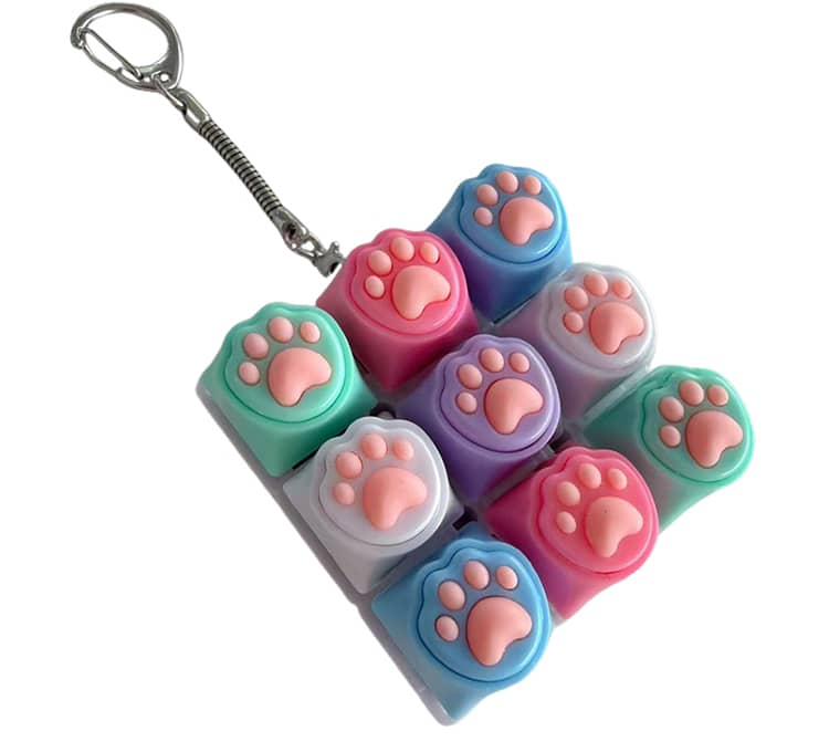肉球 キーボードキーホルダー フィジェットトイ ねこ 猫 メカニカル タクタイル スイッチ ミニキーボード マルチカラー ストレスリリーフ フォーカス |  | 07