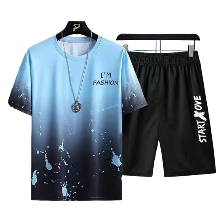 メンズ セットアップ 半袖Tシャツ ハーフパンツ 2点セット クルー