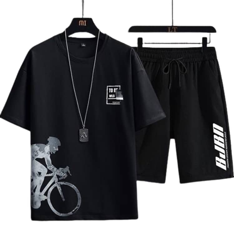 メンズ セットアップ 半袖Tシャツ ハーフパンツ 2点セット クルー