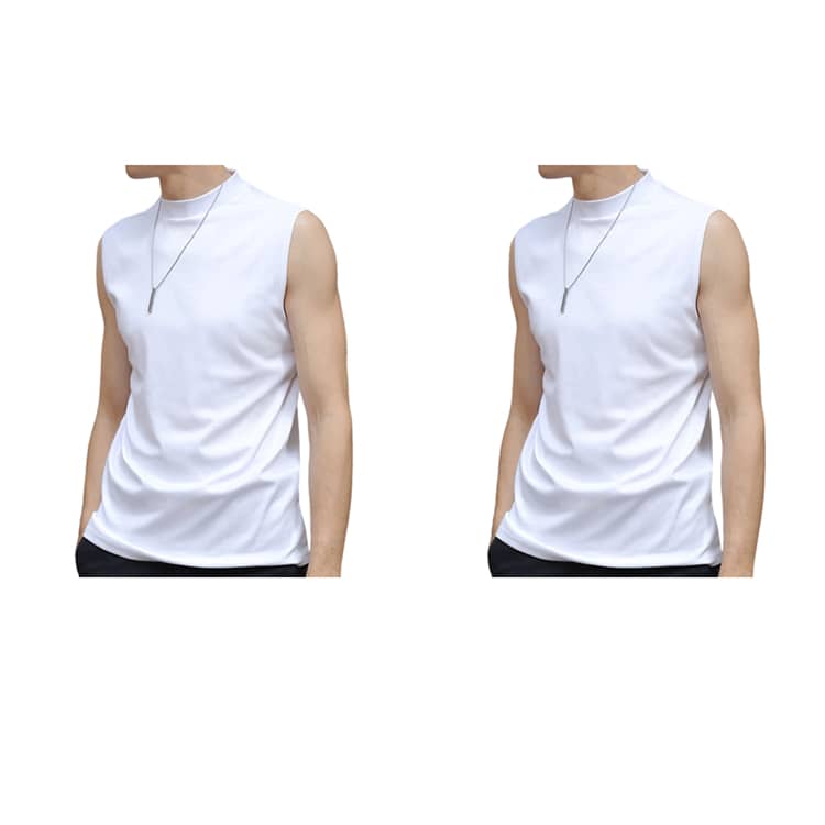 CPG GOLF ノースリーブ　モックネックシャツ　ホワイト　3 2枚セット ゴルフ モックネックシャツ ノースリーブ Tシャツ タンク