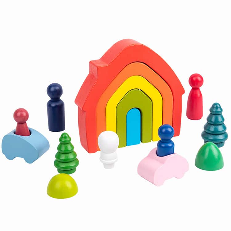 GRIMM'S アーチレインボー 積み木 知育玩具 モンテッソーリ キッズ 積み木 虹 レインボー 積み木ブロック モンテッソーリ式 知育玩具 2歳