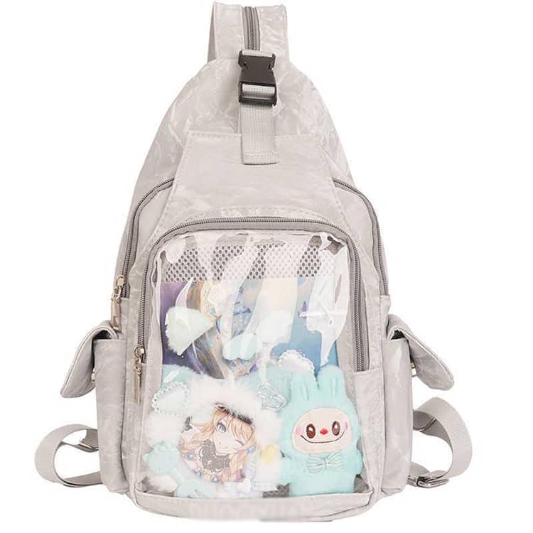 クリアポケット付き ボディバッグ 推し活 バッグ 痛バッグ ショルダー