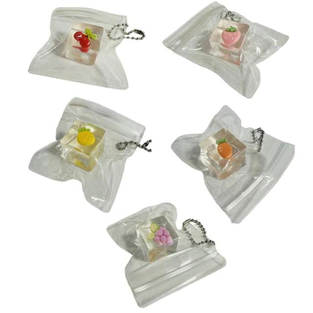 10点セット 氷 フルーツ スクイーズ キーホルダー 低反発 ぷにぷに 水