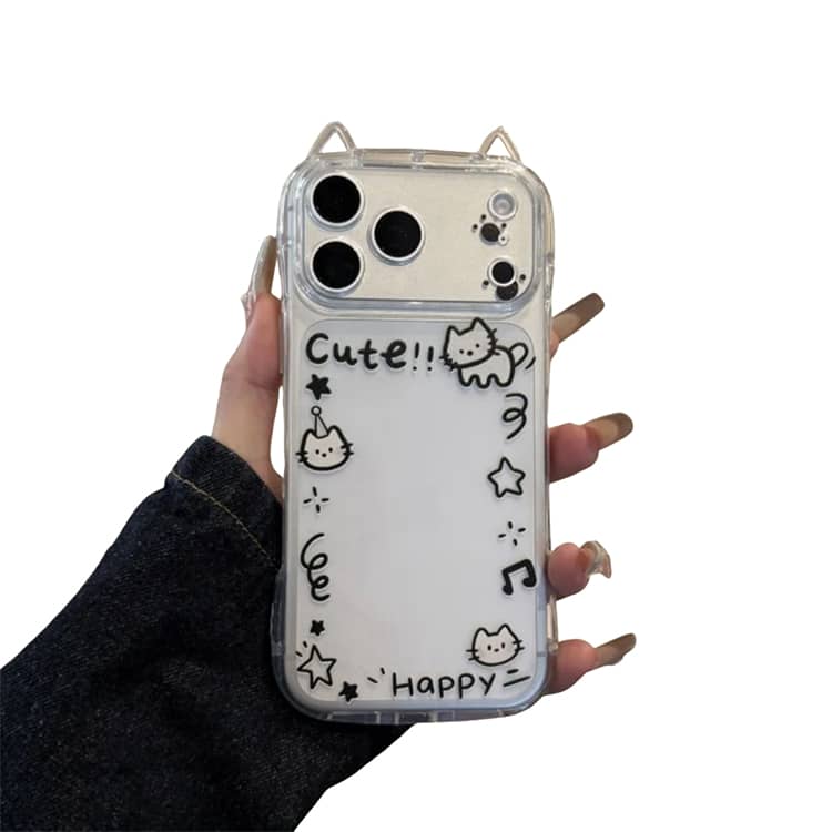 iPhone17 ケース 猫耳 かわいい クリアケース チェキ トレカ