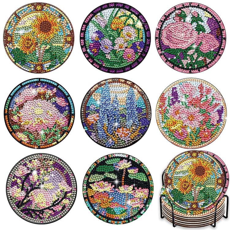 ダイヤモンドアート 8個入り コースター キット ビーズアート