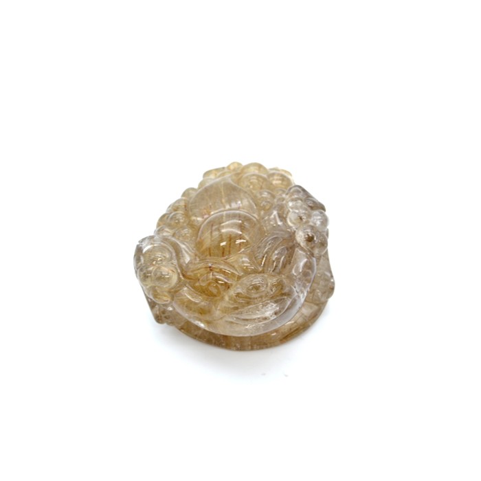 一点物】ゴールドルチル三本足の蛙彫り物 中[20201910069] : 天然石