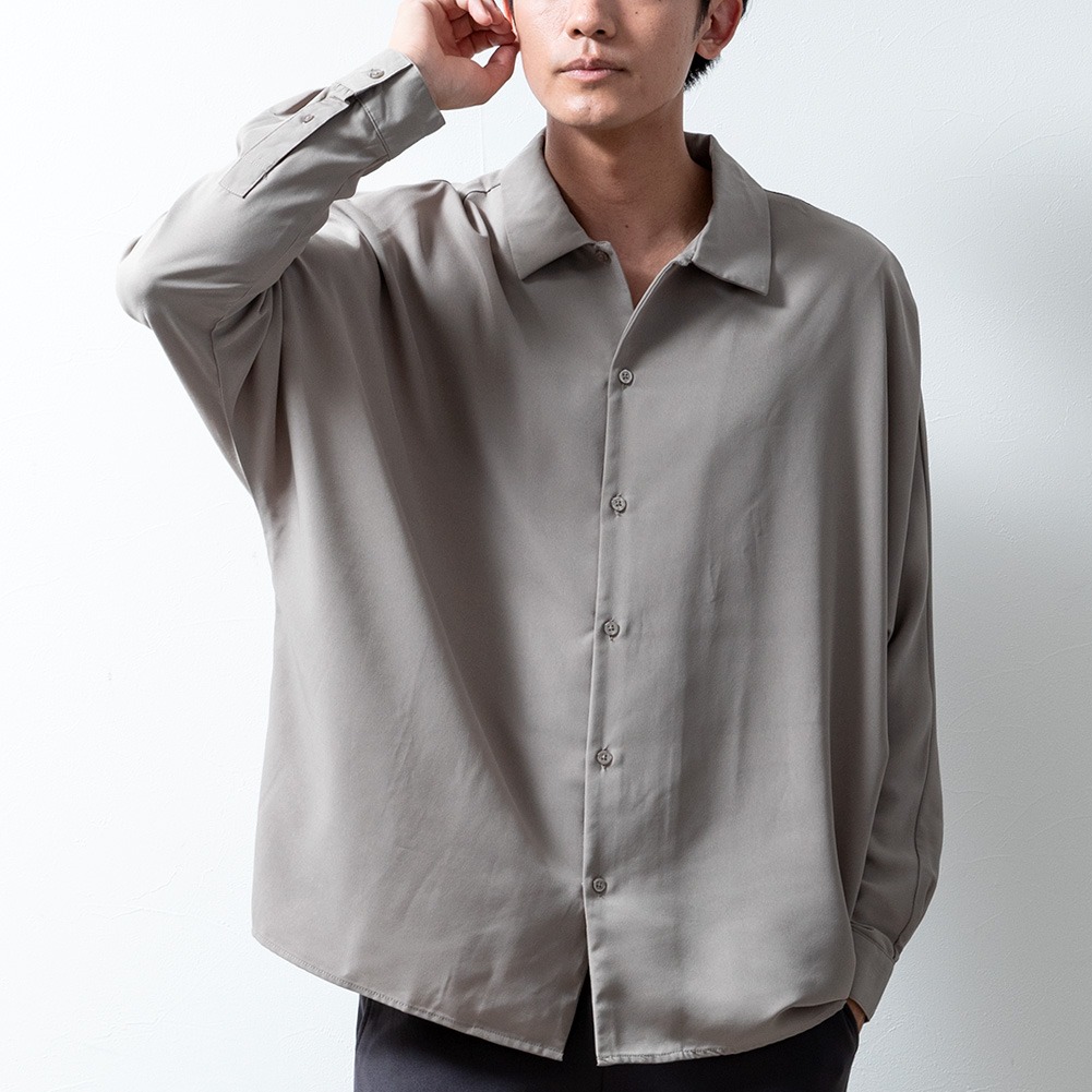 長袖 シャツ メンズ ドルマンスリーブ とろみ 長袖シャツ ゆったり
