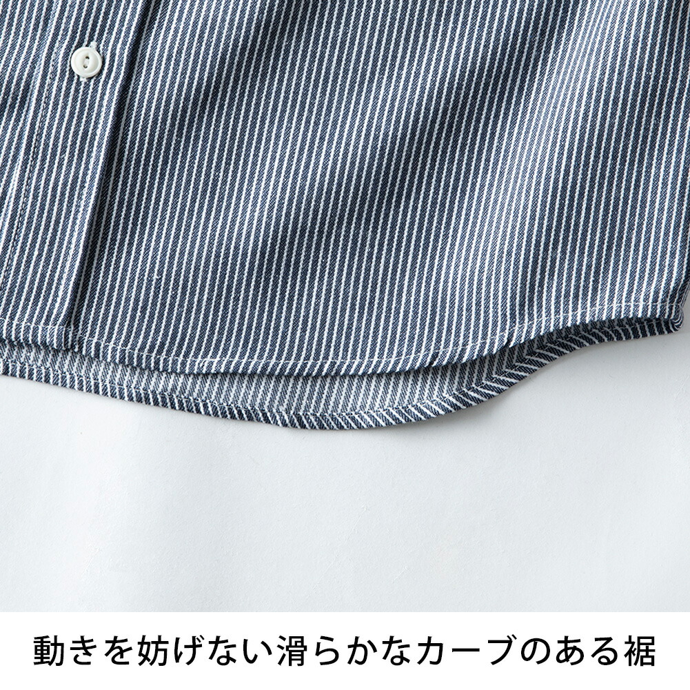 シャツ ワークシャツ ヒッコリー バックプリント 刺繍 半袖 ブラウス