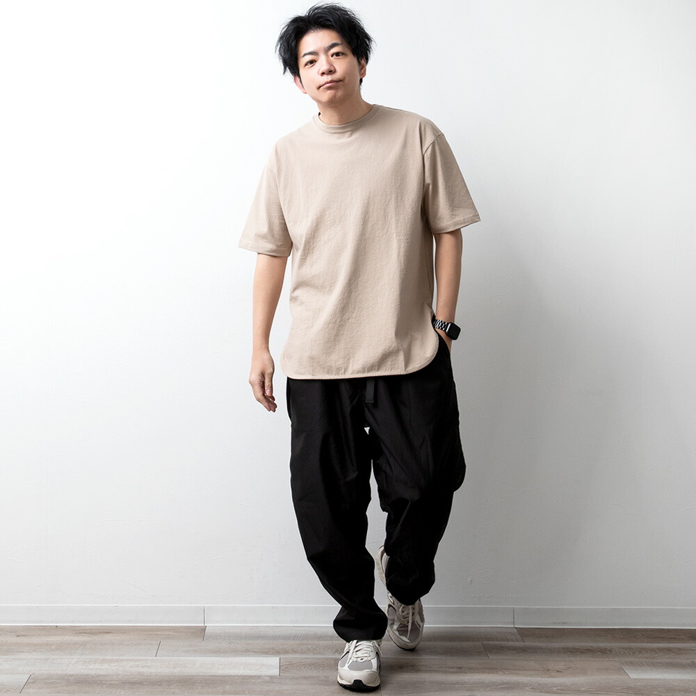 tシャツ メンズ ロング 半袖 ラウンドヘム Tシャツ 裾 レイヤード 半袖