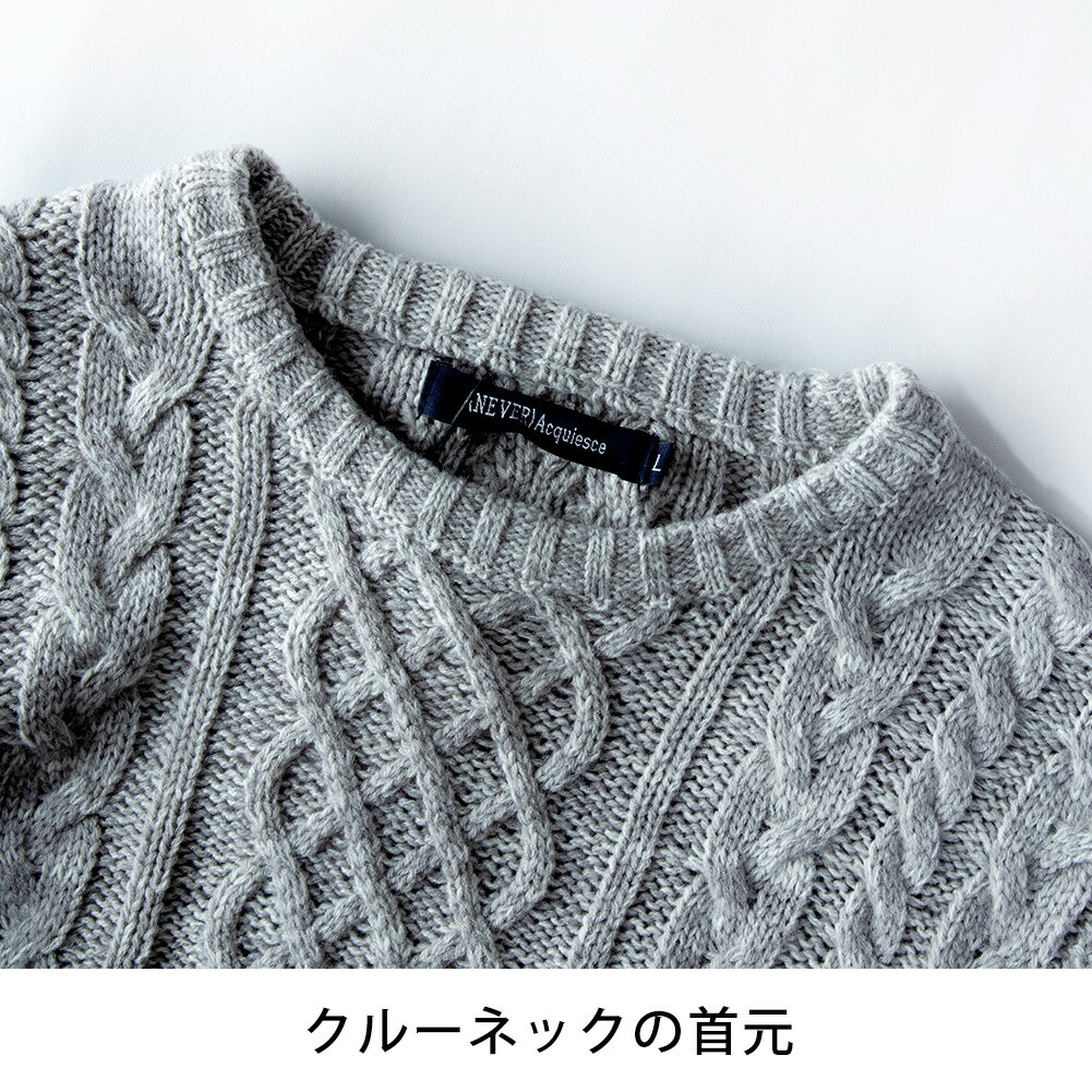 ニット メンズ セーター 秋 冬 ケーブルニット クルーネック
