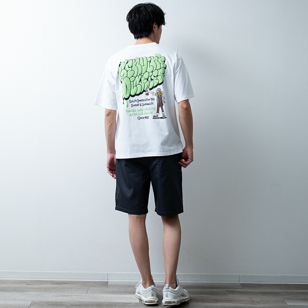 Tシャツ メンズ 半袖 GENUINE クルーネック ゆったり バックプリント 