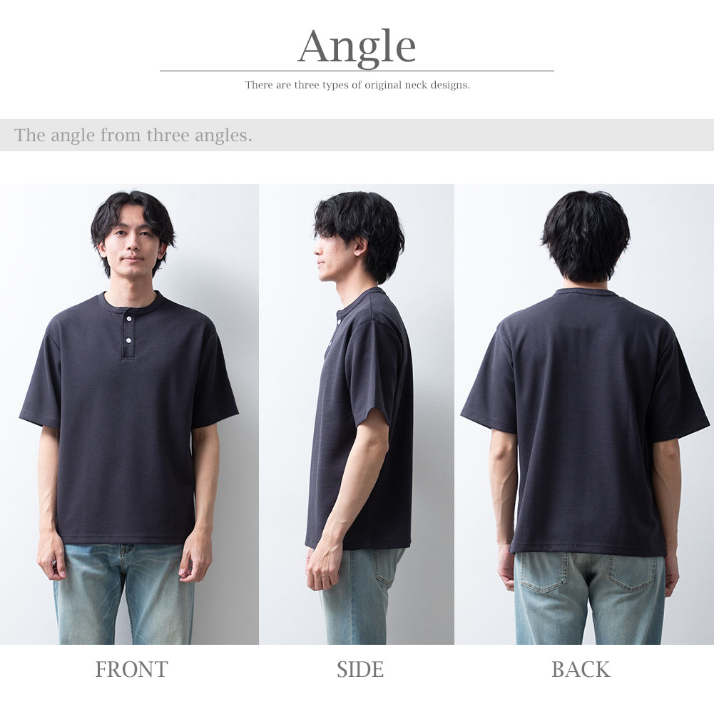 Tシャツ 半袖 ヘンリーネック tシャツ 半袖tシャツ ワッフル ドライ