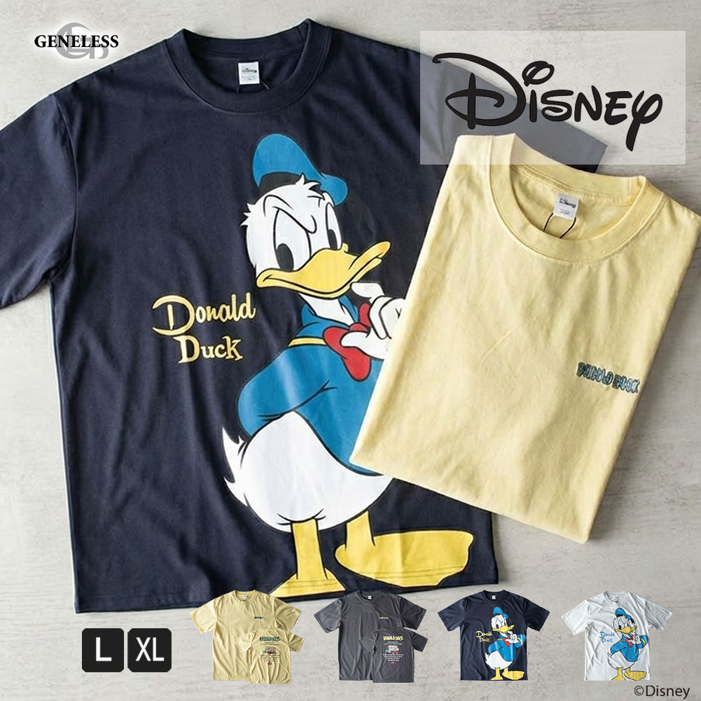 【DISNEY】激レア ディズニー ドナルド 両面刺繍 ゲームシャツ XL ディズニー tシャツ ドナルド プリント Tシャツ 半袖 Disney 春夏