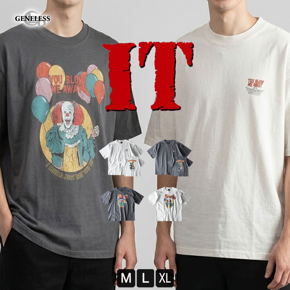 tシャツ 半袖 クルーネック IT ペニーワイズ プリント Tシャツ