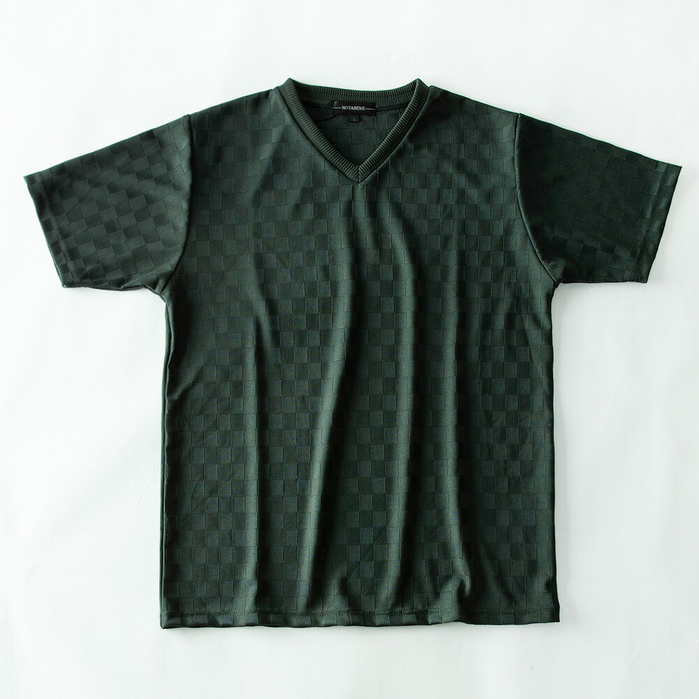 tシャツ メンズ Vネック 半袖tシャツ リンクスジャガード 総柄 T
