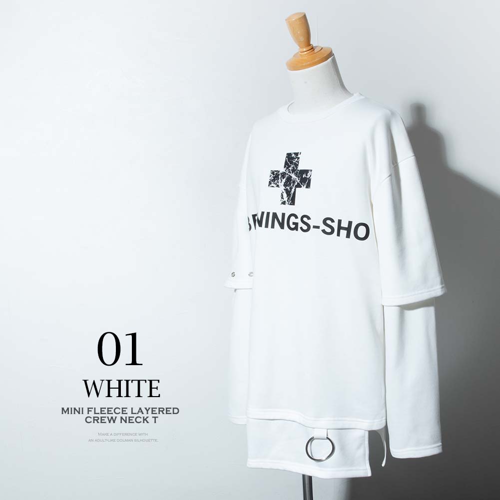 tシャツ メンズ 長袖 重ね着風 フェイクレイヤード パンク ロック