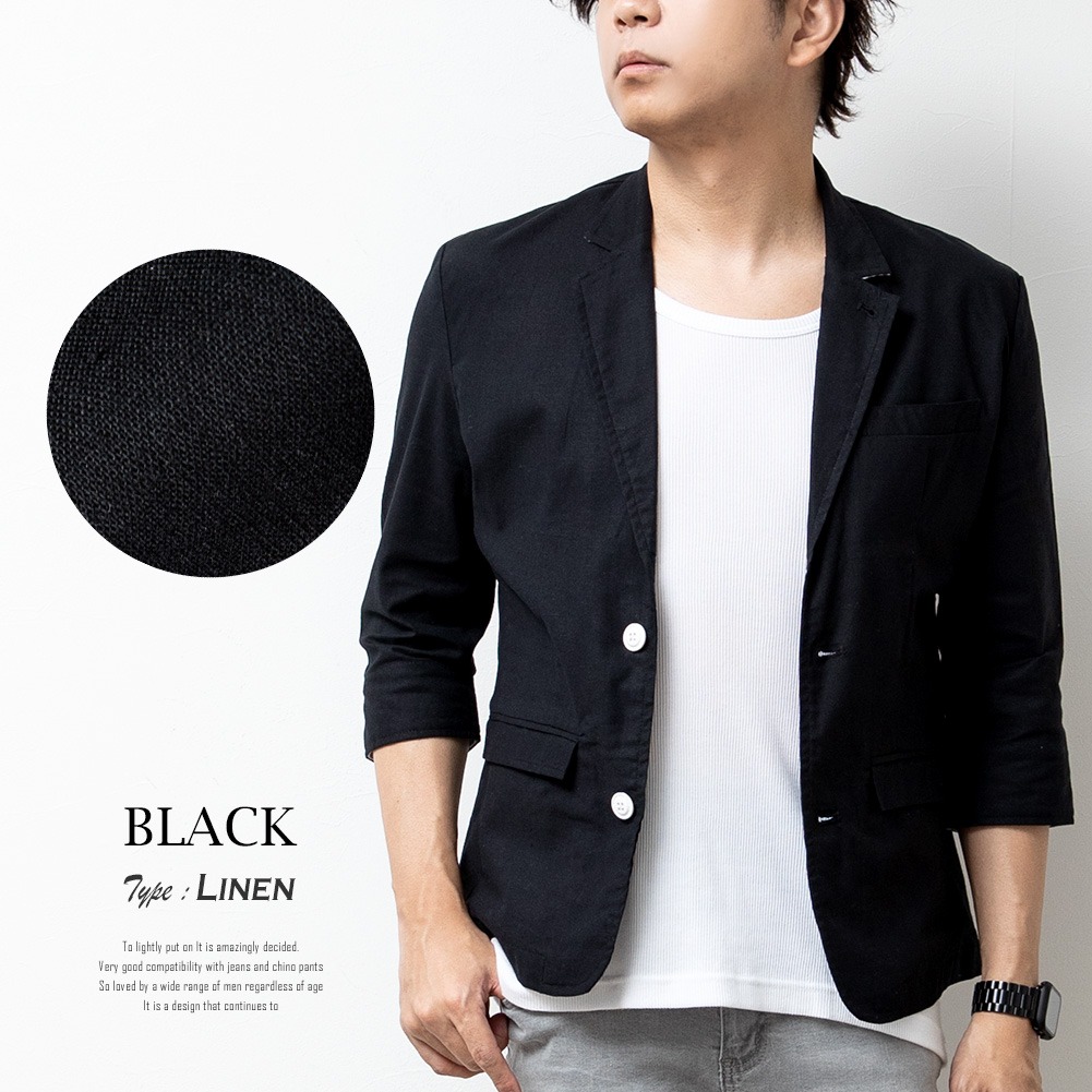 ジャケット メンズ 春 カジュアル テーラードジャケット アウター サマージャケット 7分袖 夏 春夏 テレコ ネイビー メンズファッション ホワイト |  | 12