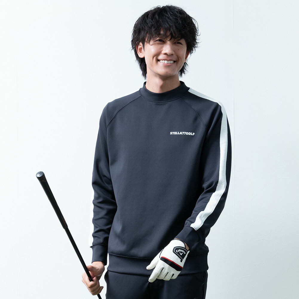 長袖tシャツ メンズ 長袖 モックネック ストレッチ ゴルフウェア