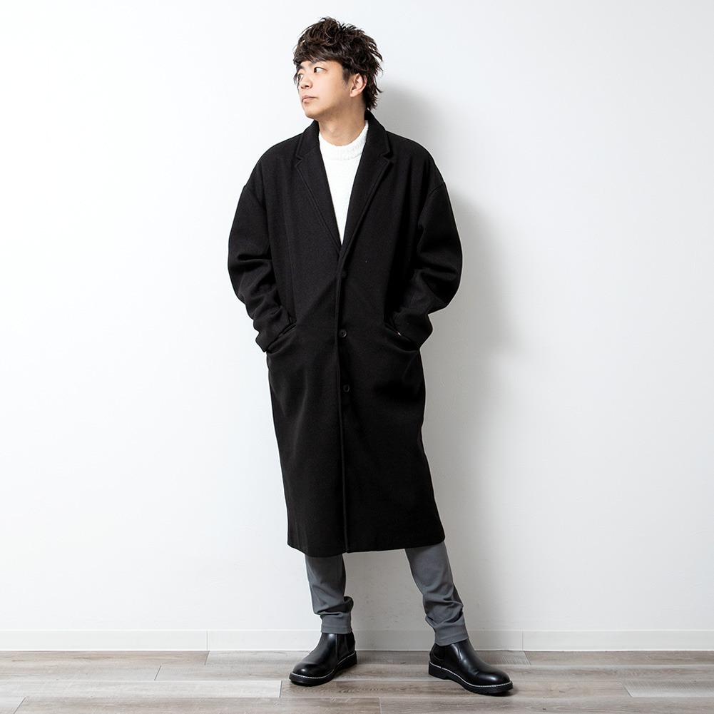 チェスターコート メンズ ロング ロング丈 ビジネス ウールライク秋冬