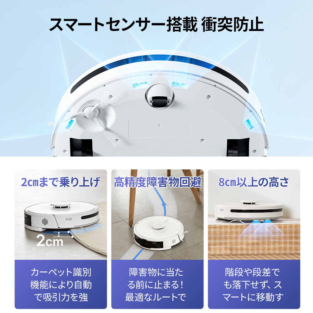 最安値☆Neakasa N3 ロボット掃除機 自動ゴミ 収集 ボックス付き 水 