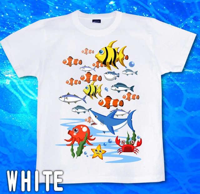 Tシャツ 海 魚 夏 水族館 魚群 : mh-278chpr : 個性派Tシャツの