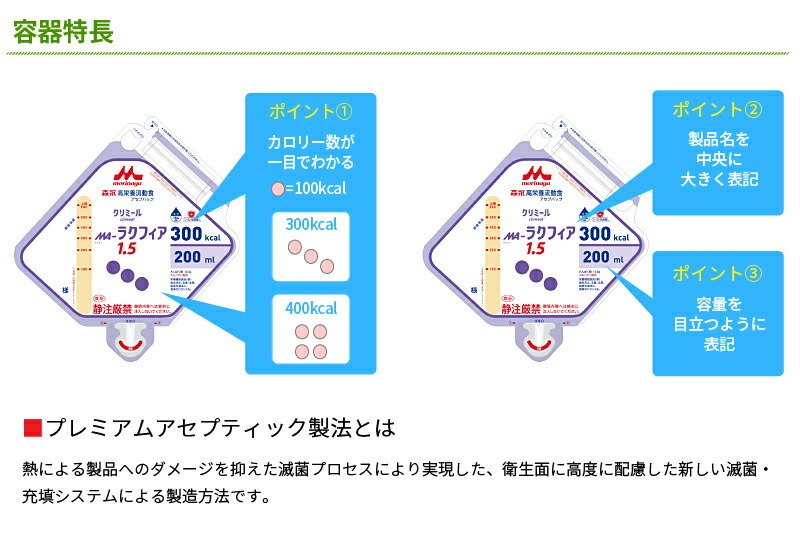 流動食 MA-ラクフィア1.5 300kcal アセプバッグ 200ml×20 クリニコ