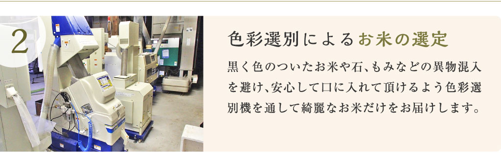 色彩選別によるお米の選定