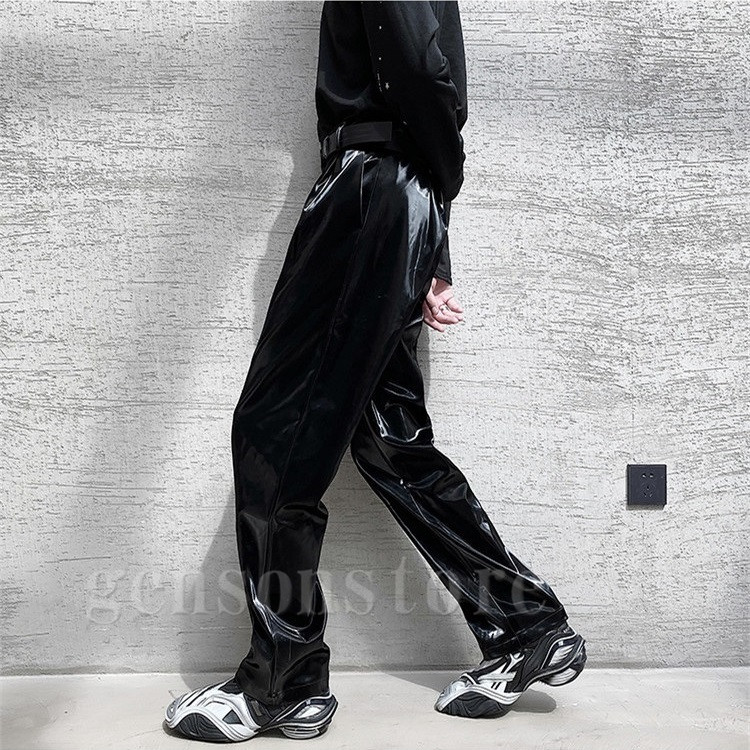 ArgueCulture光沢ドレープパンツ スラックス モード系 モード系 レザー ワイドパンツ メンズ エナメル 光沢感