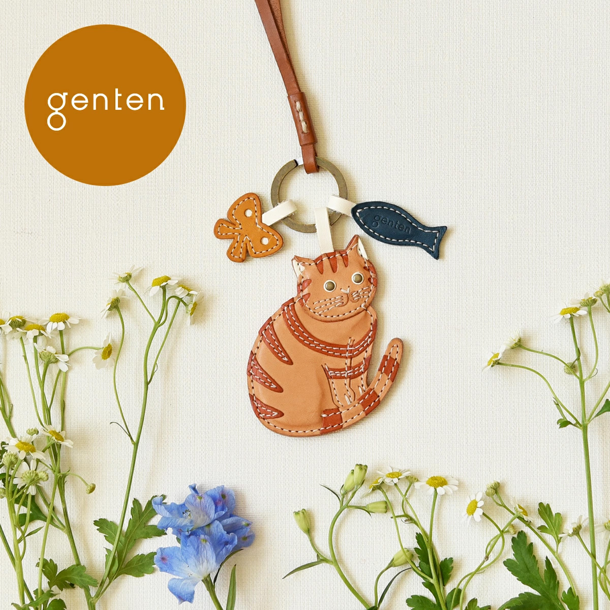 ゲンテン genten 40806 ワクワクチャーム チャトラ 公式 本革チャーム
