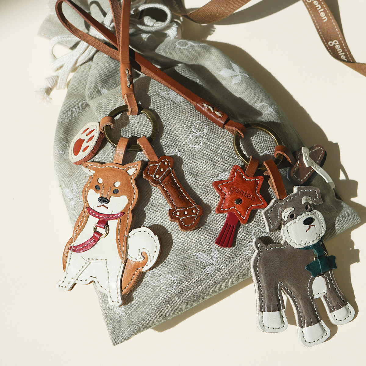 genten(ゲンテン) genten 40867 ワクワクチャーム シュナウザー バッグチャーム 本革 チャーム 犬 レザーアクセサリー