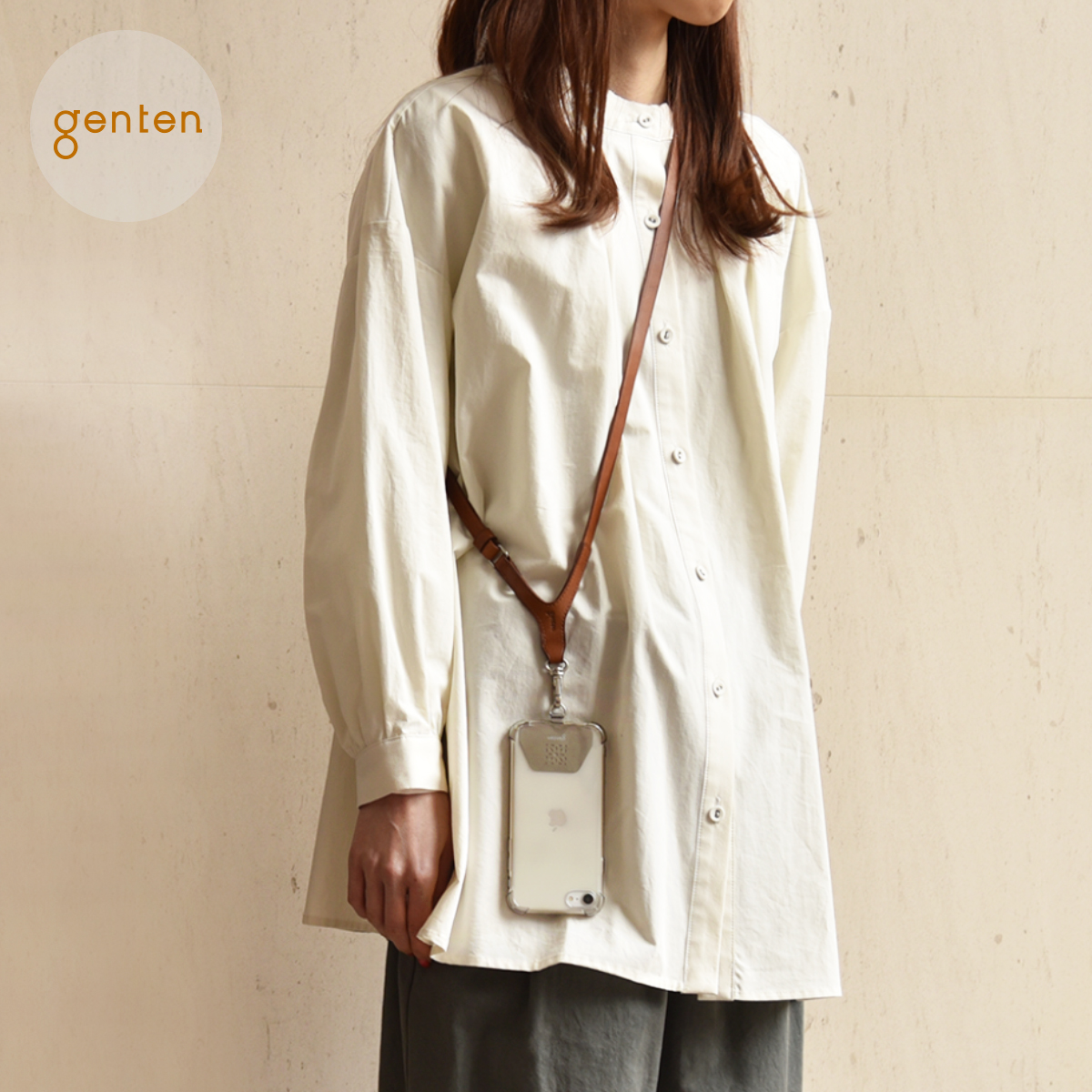 genten ゲンテン 43581 スマートフォンストラップ 本革 ネック
