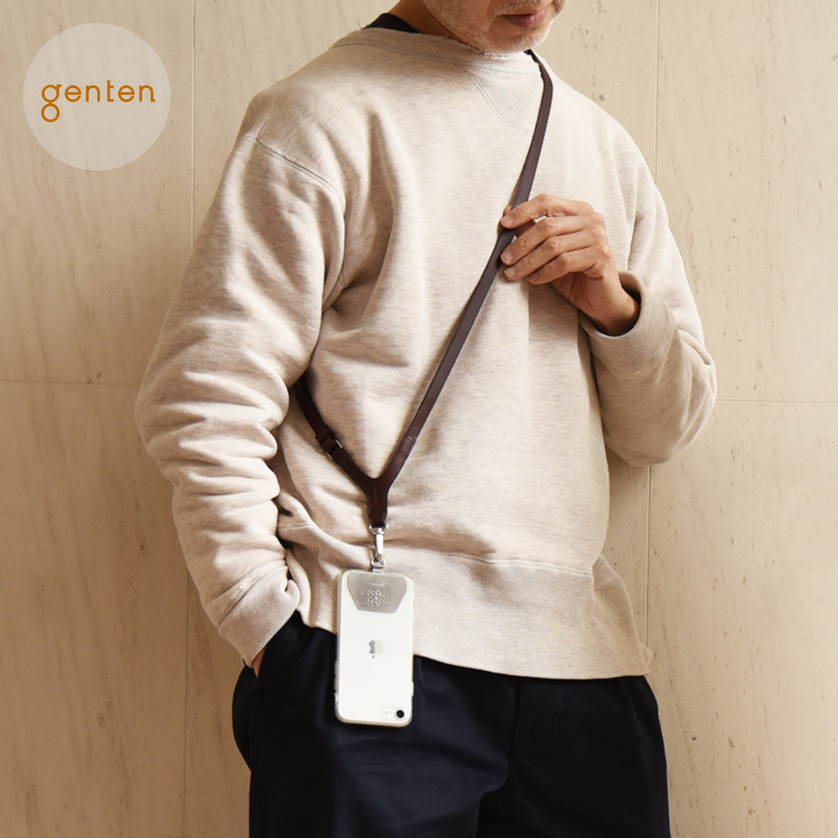 genten ゲンテン 43581 スマートフォンストラップ 本革 ネック