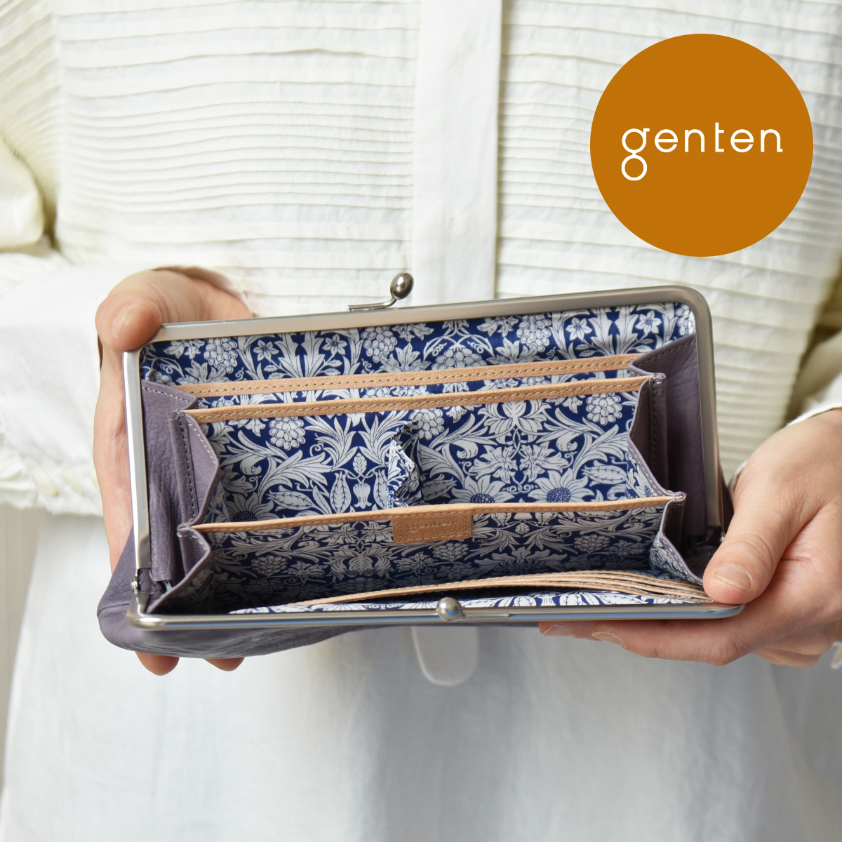 2025年新作アイテムが続々登場 genten ゲンテン 43771 アンティーコ × LIBERTY 口金長財布長 小物