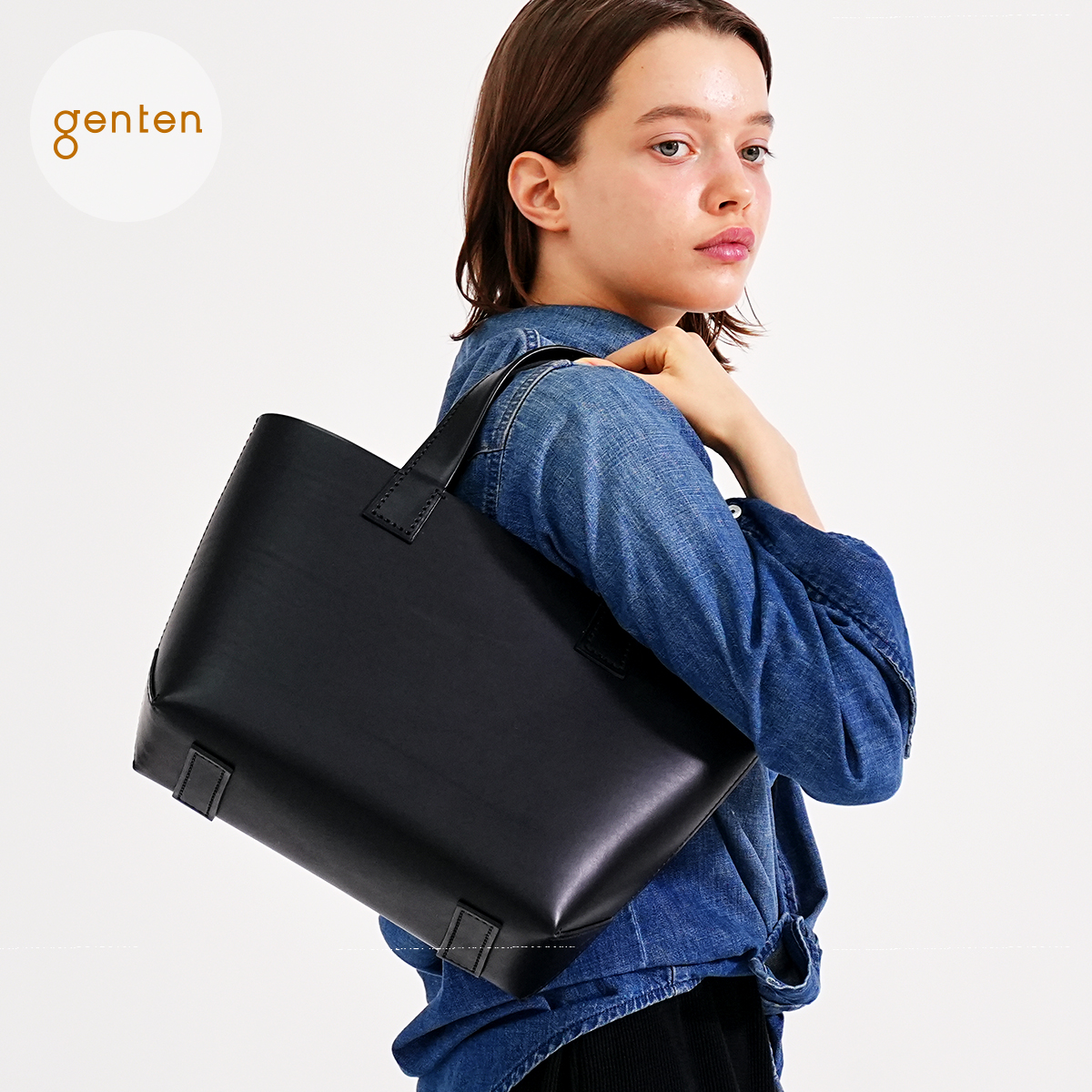 genten（ゲンテン） genten 44636 ゴートシュリンク かぶせ付トート
