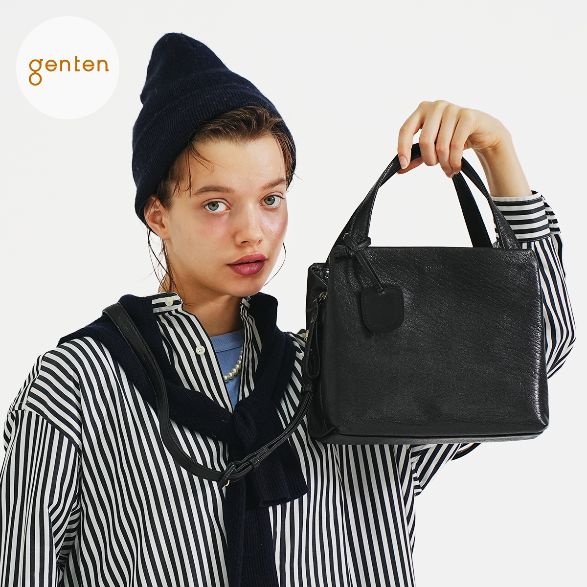 【高級】ゲンテン  ショルダーバッグ ボストン レザー 本革 2way 大容量 genten ゲンテン 44127 ゴートベーシック 2WAY ボストンバッグ