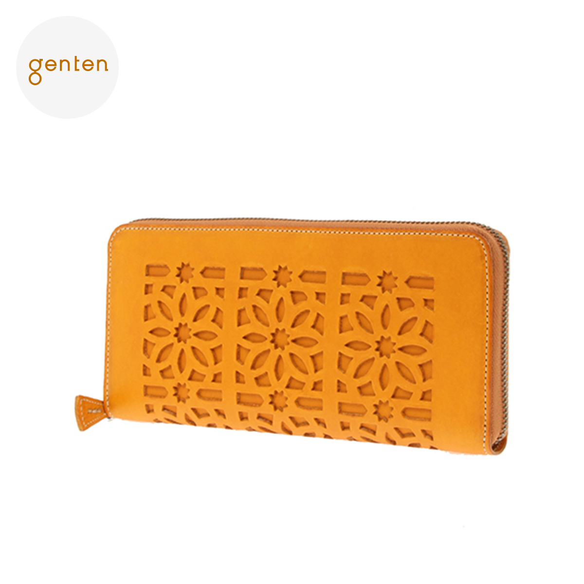◆感謝価格◆ゲンテン◆カットワークL字ファスナー長財布◆ genten（ゲンテン） genten 44248 (40612) カットワーク ラウンド長