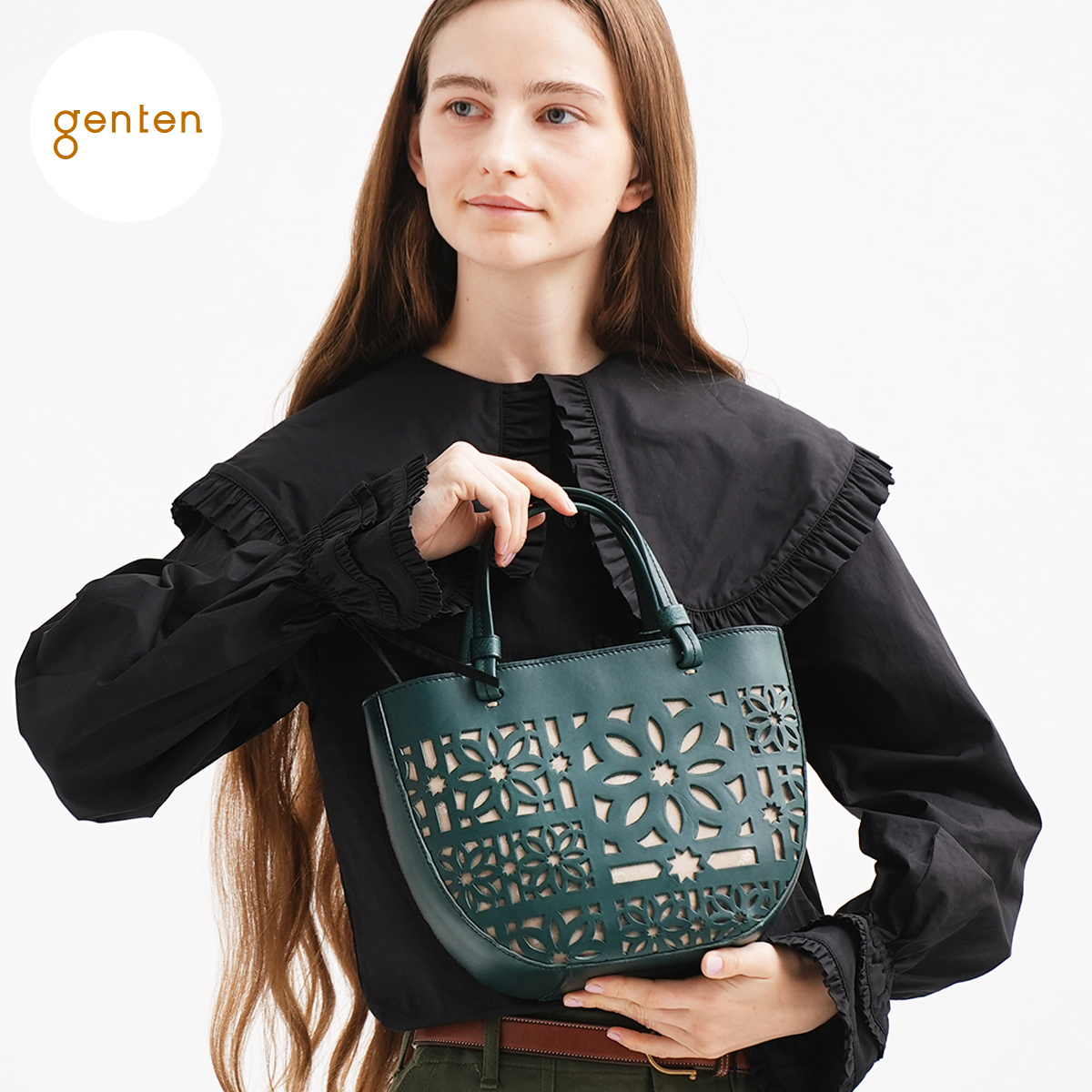genten ゲンテン セイルカットワーク手さげバッグ44586-53 ゲンテン 