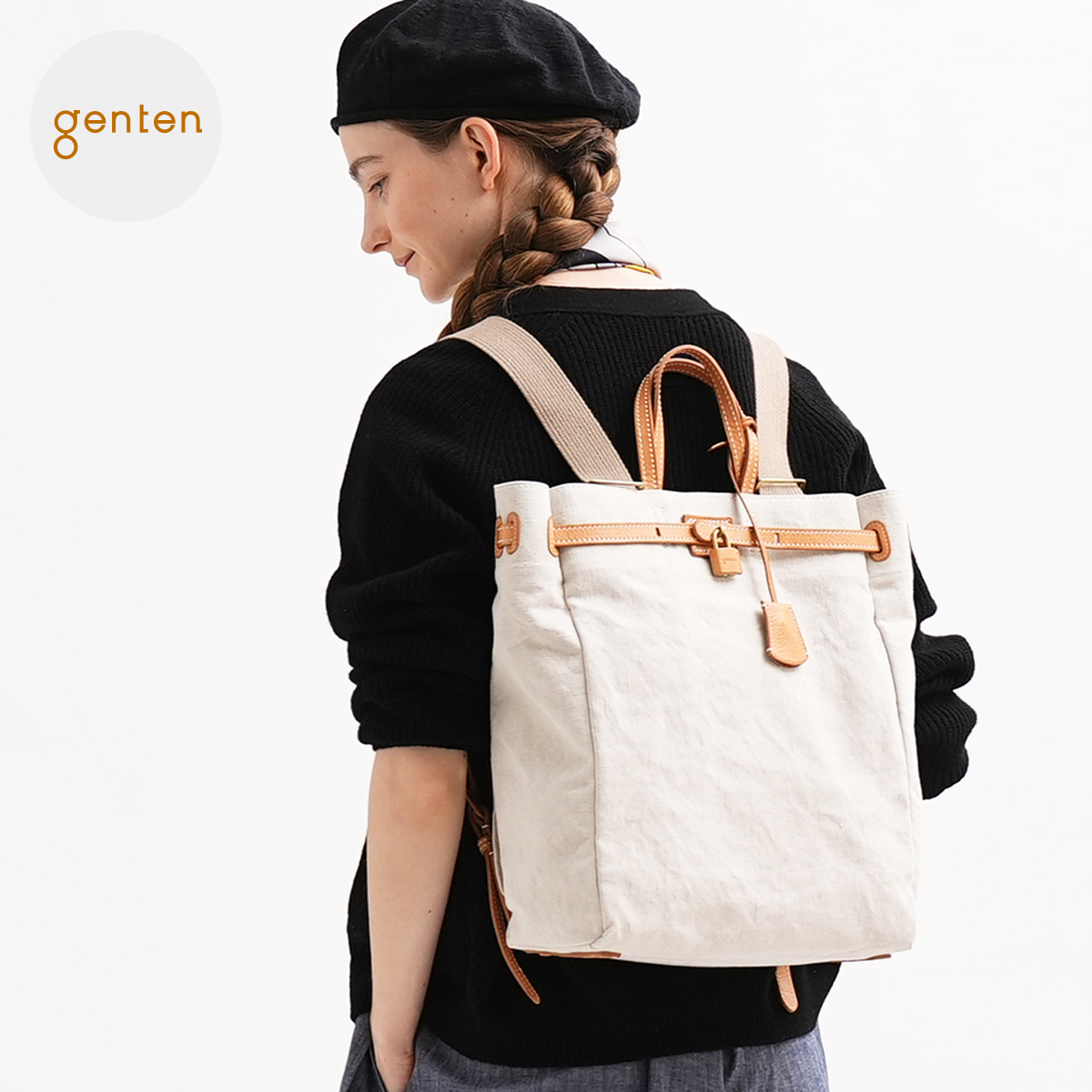 genten（ゲンテン） genten 44605 ピアンタ 3 リュック 本革 帆布
