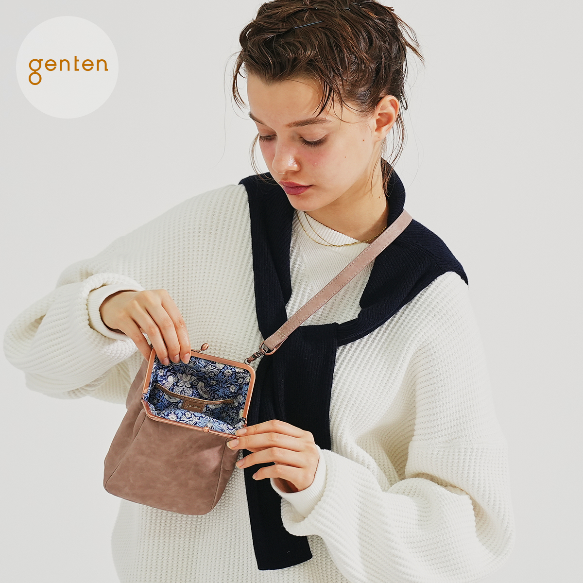 genten ゲンテン 43891 エヴァーチャーム シロツメグサ 本革 本