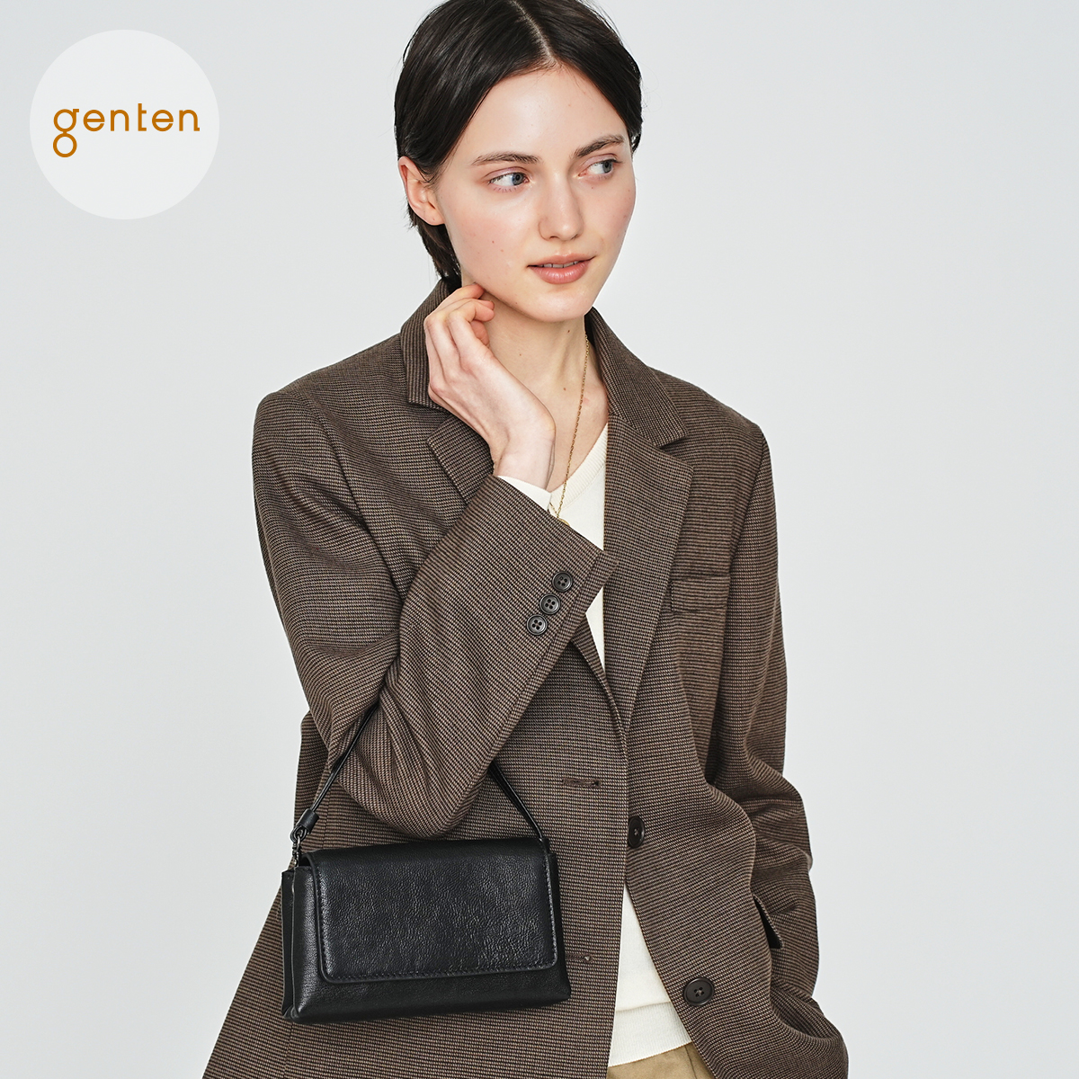 がま口バッグ 本革（genten／レディースショルダーバッグ）｜バッグ
