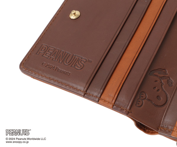 genten PEANUTS 二つ折り財布 ブラウン genten×PEANUTS collection-2 | くらしのgenten