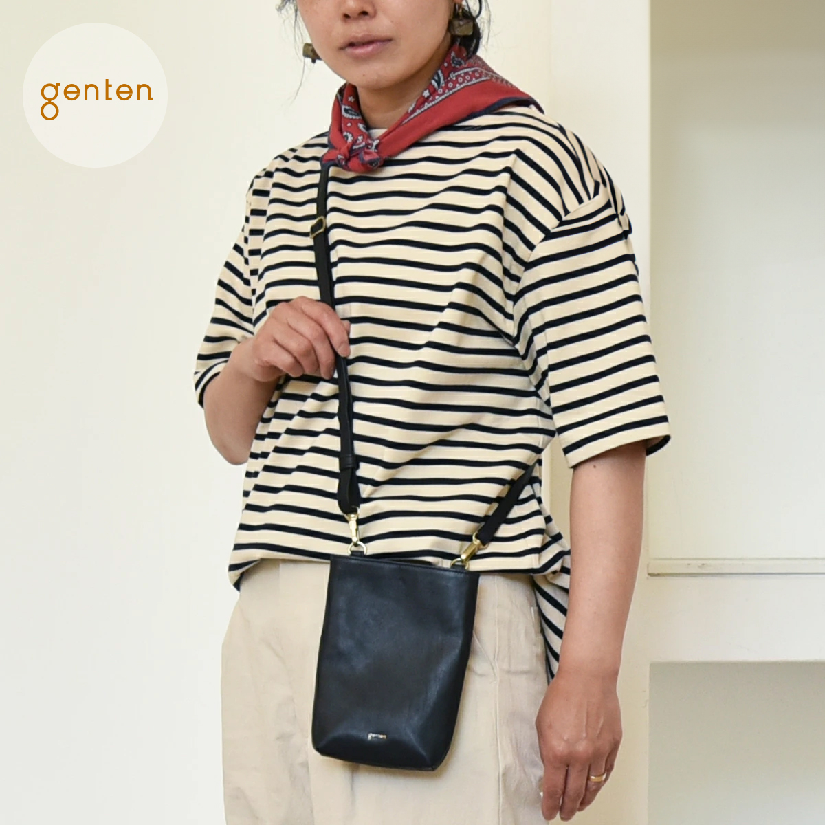 genten ゲンテン 49290 バッグ カーフ スマホショルダー 本革