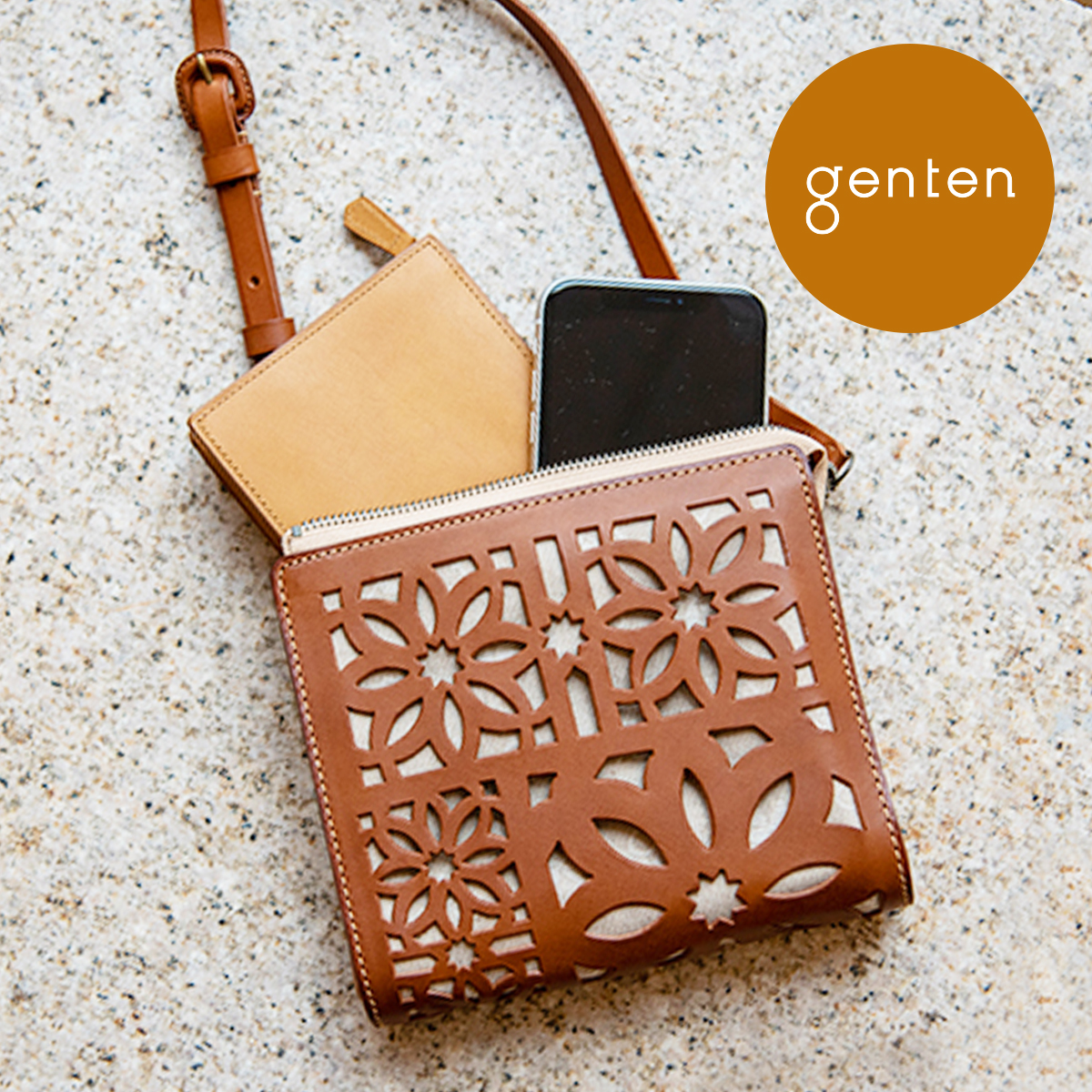 【ゲンテン公式】genten 49491（40508） ゲンテン マルチカットワーク ミニショルダーバッグ 本革バッグ レディース ショルダー ...