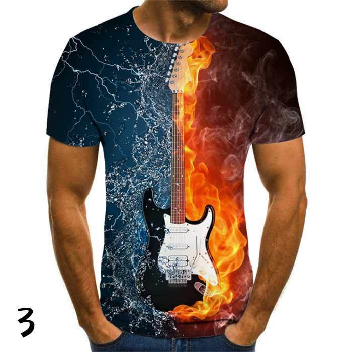 ギター Tシャツ メンズ 燃える ストラトキャスター エレキギター