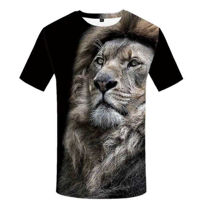 り*る様 ライオン顔プリント Tシャツ Lサイズ PEPPERS ライオン Tシャツ 百獣の王 かっこいい おしゃれ 大人 しぶい