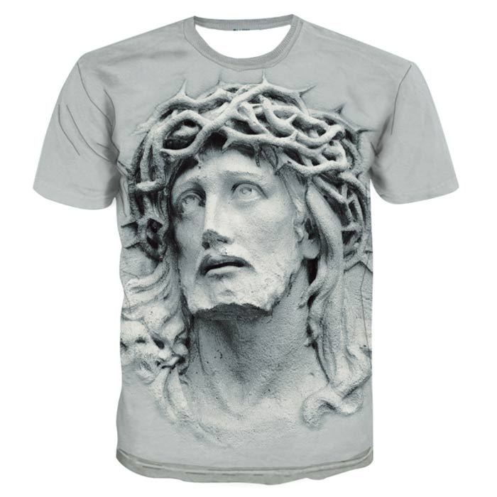 キリスト ジーザス系 プリントフェード ロングスリーブTシャツ Jesus religious painting Long-sleeved T-shirt 男女兼用 ユニ