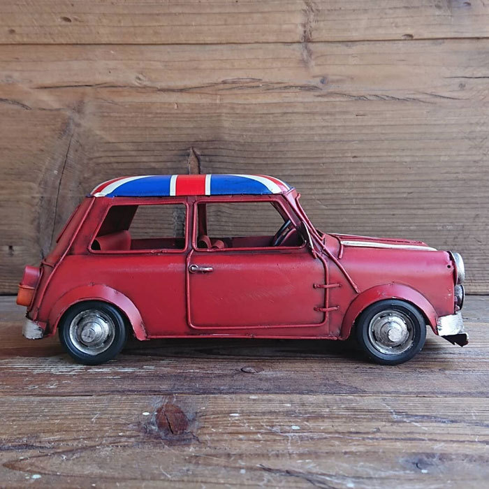 ミニクーパー 置物 レトロ ブリキ 細工 インテリア ユニオンジャック