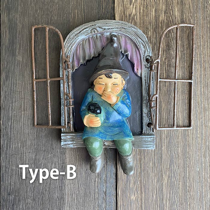 小人 置物 窓 ドワーフと窓 オーナメント 老人 エルフ ノーム