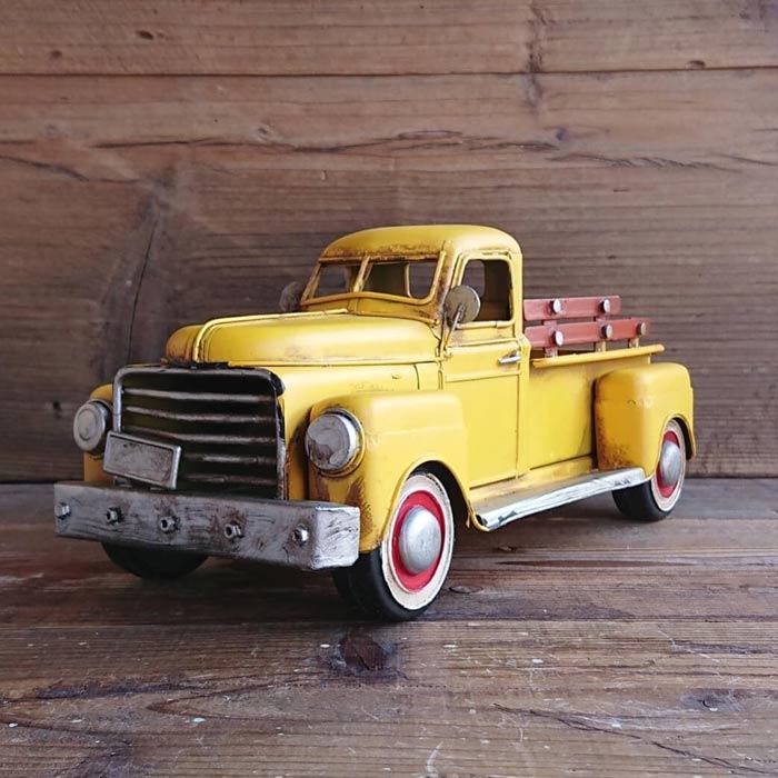 トラック 置物 フォード アメリカ 黄色 レトロ ブリキ インテリア